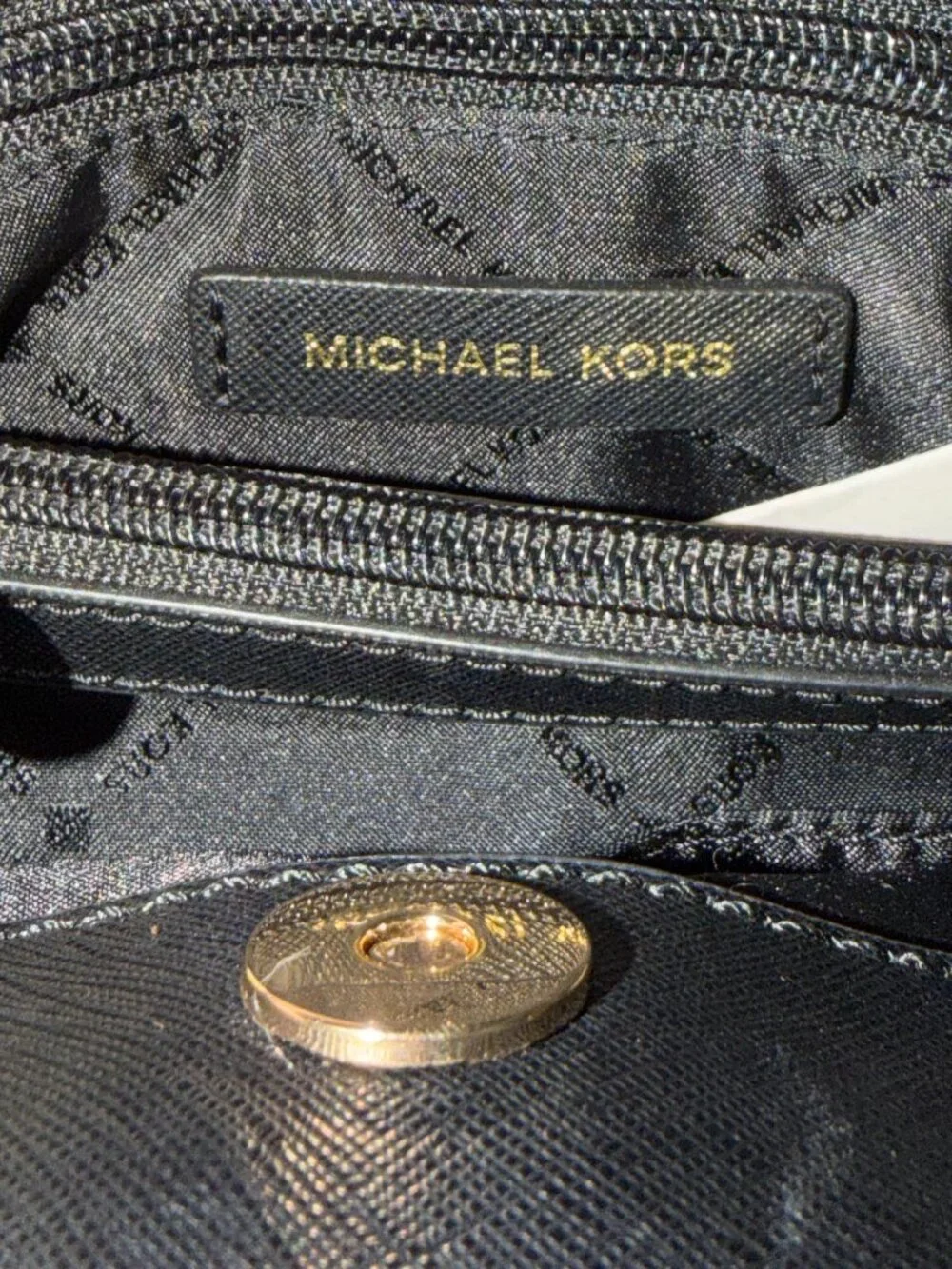 NWT Michael Kors HAILEE Large Leather Satchel Black & Gold w/ crossbody strap